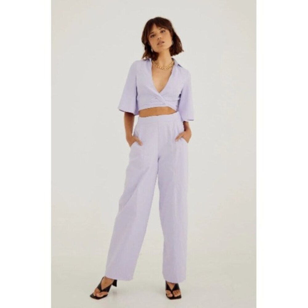 Sovere Outline High Waist Wide Leg Pant Pale Peri Purple Womens Size XS